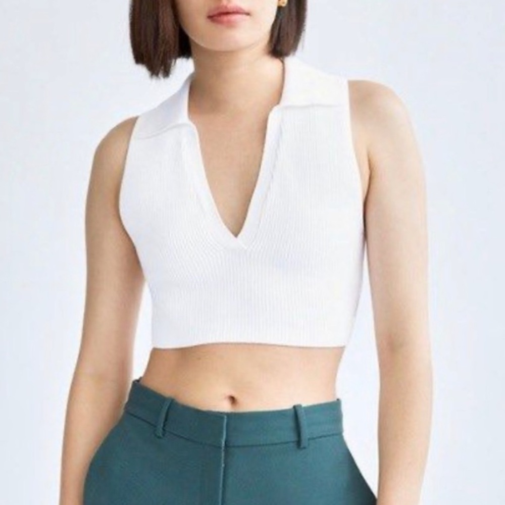Babaton Ribbed Collared Cropped Tank